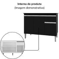 Balcao Com Tampo 120 Cm Tatiane Preto Reajl Moveis Preto - 5