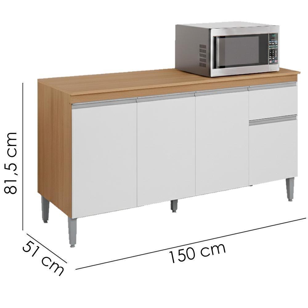 Balcao Com Tampo 150 Cm Tatiane Amendoa Branco Reajl Moveis Amendoa Branco - 3