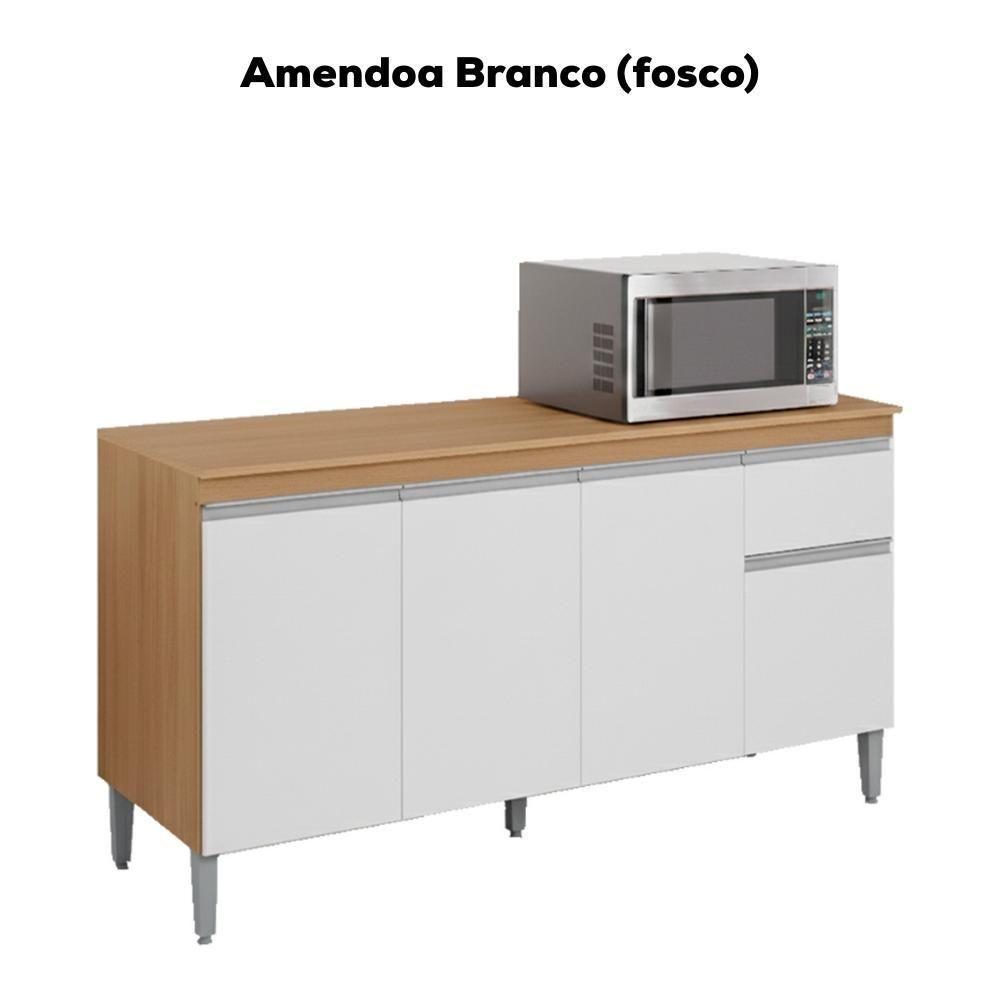 Balcao Com Tampo 150 Cm Tatiane Amendoa Branco Reajl Moveis Amendoa Branco - 4