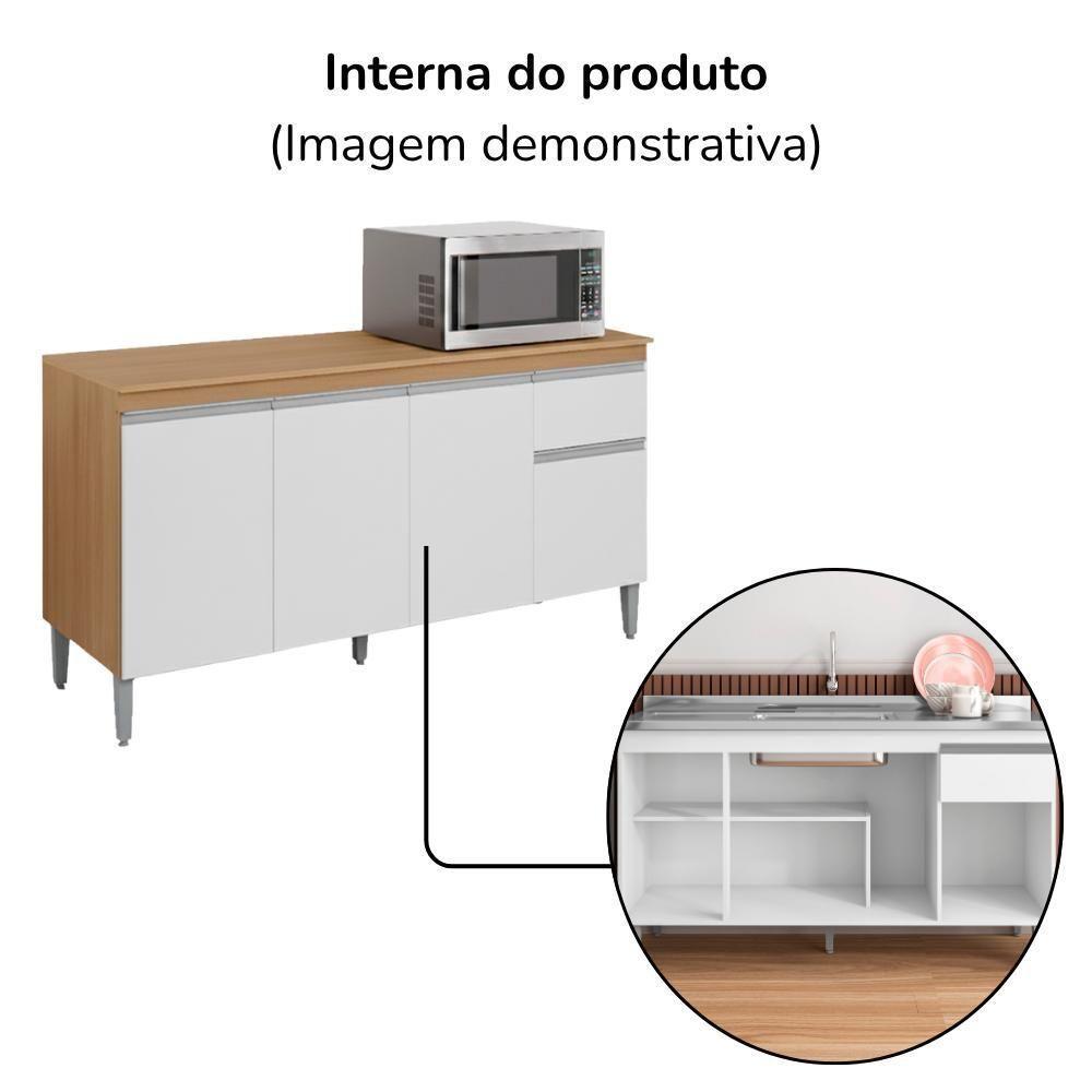 Balcao Com Tampo 150 Cm Tatiane Amendoa Branco Reajl Moveis Amendoa Branco - 5