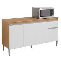 Balcao Com Tampo 150 Cm Tatiane Amendoa Branco Reajl Moveis Amendoa Branco - 1