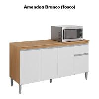 Balcao Com Tampo 150 Cm Tatiane Amendoa Branco Reajl Moveis Amendoa Branco