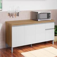 Balcao Com Tampo 150 Cm Tatiane Amendoa Branco Reajl Moveis Amendoa Branco - 6