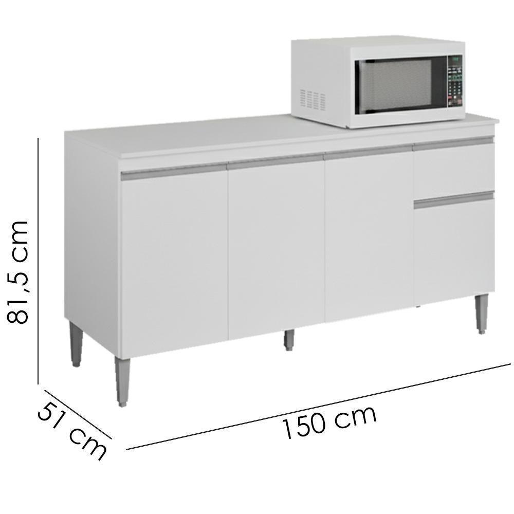 Balcao Com Tampo 150 Cm Tatiane Branco Reajl Moveis Branco - 3