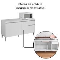 Balcao Com Tampo 150 Cm Tatiane Branco Reajl Moveis Branco - 5