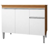 Balcao Com Tampo 120 Cm Tatiane Amendoa Branco Reajl Moveis Amendoa Branco - 1