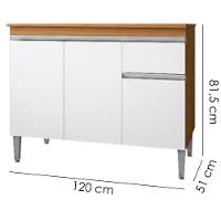 Balcao Com Tampo 120 Cm Tatiane Amendoa Branco Reajl Moveis Amendoa Branco - 3