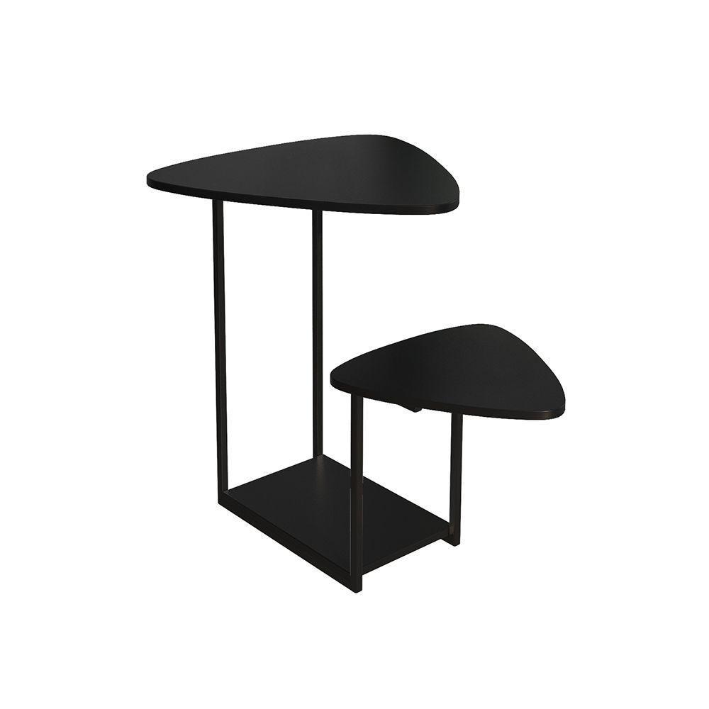 Mesa Auxiliar Lateral Cibele Ferro Preto Tampo Esfiha - 3