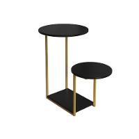 Mesa Auxiliar Ferro Dourado Tampo Redondo Preto Cibele - 3
