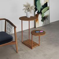 Mesa De Canto Ferro Cobre Freijó Redondo Cibel - 1