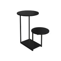 Mesa Auxiliar Lateral Cibele Ferro Preto Tampo Redondo Preto - 3