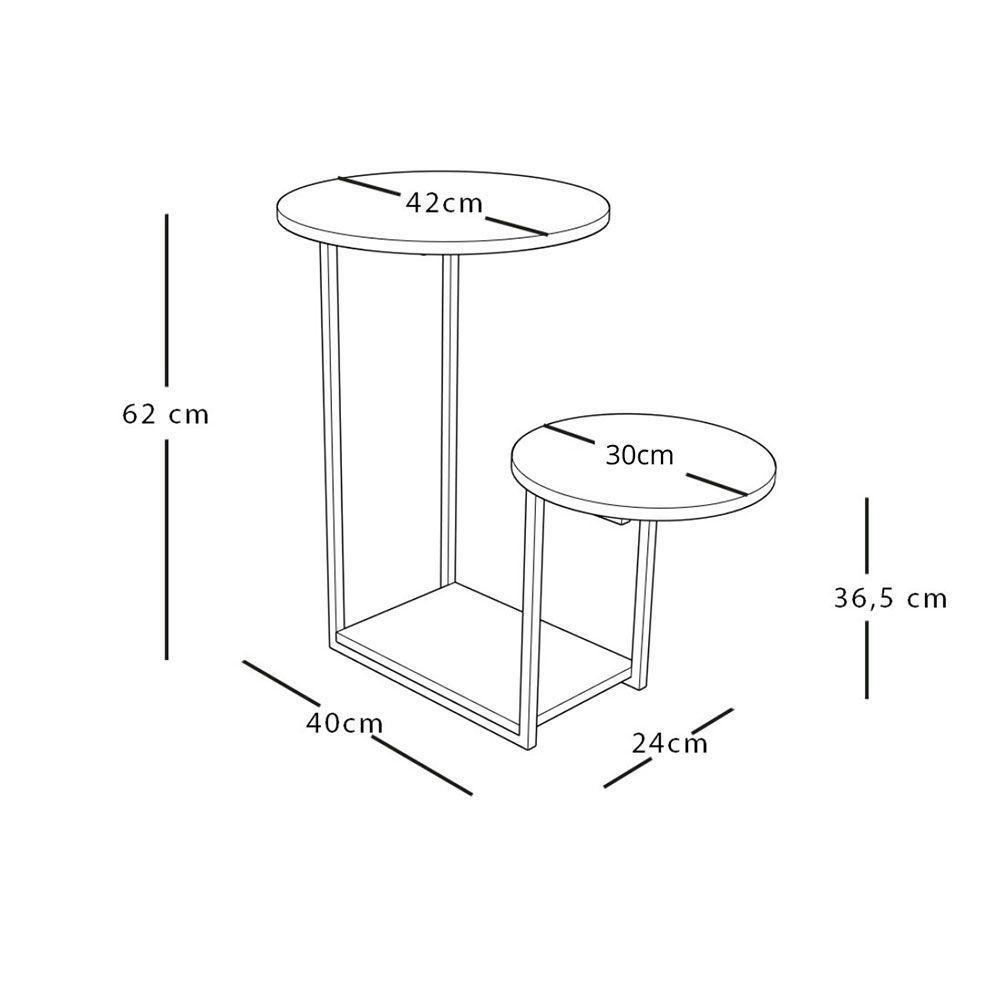 Mesal Lateral Cibele Tampo Redondo Ferro Cobre Tampo Amêndoa - 4