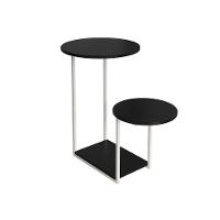 Mesa Auxiliar Cibele Ferro Branco Tampo Preto Redondo - 3