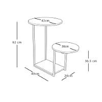 Mesal Lateral Cibele Tampo Redondo Ferro Dourado Tampo Branco - 4
