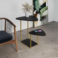 Mesa Auxiliar Ferro Dourado Tampo Esfiha Preto Cibele - 1