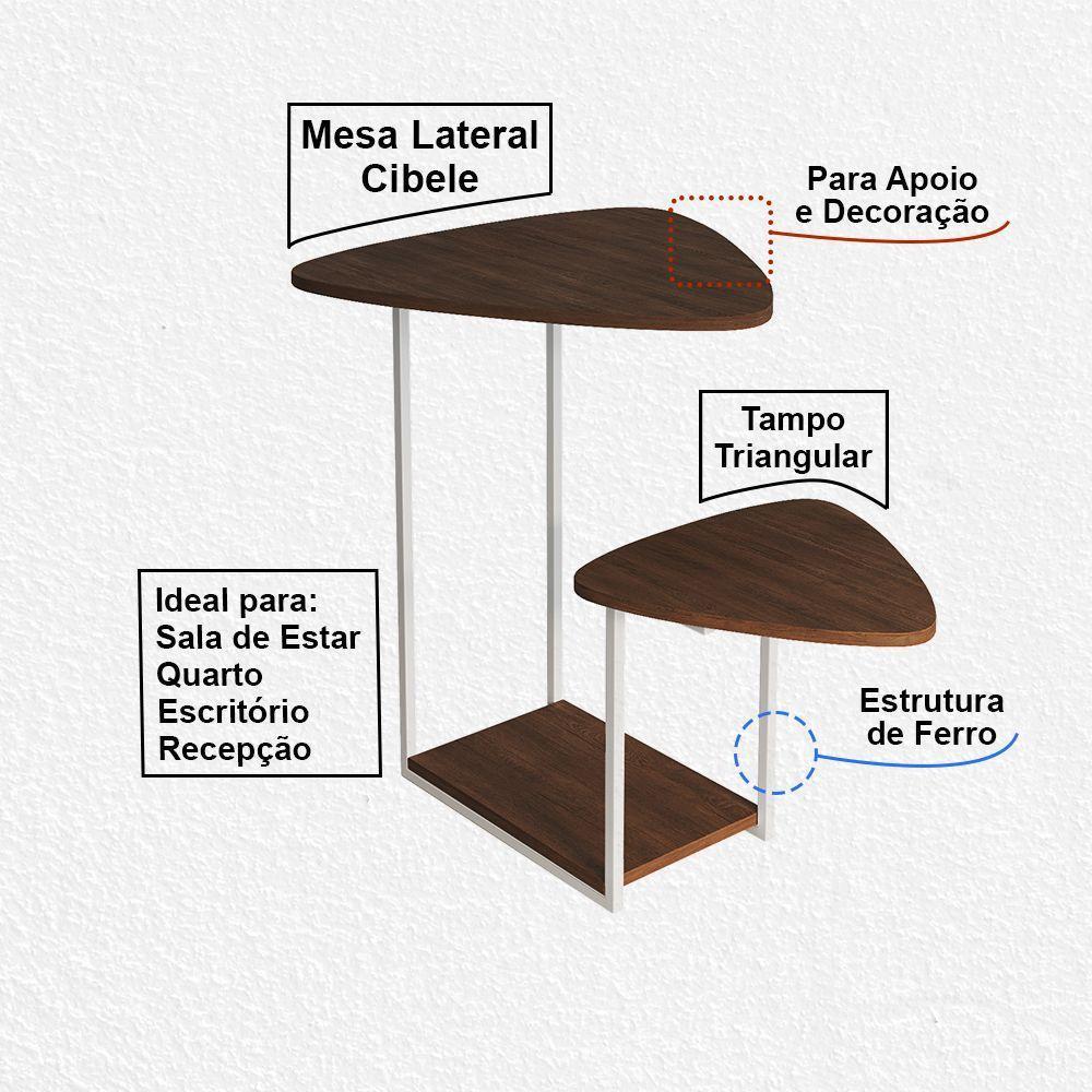 Mesa Lateral Industrial Branco Ferro Tampo Esfiha Cibele Amêndoa - 2