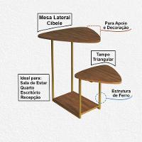 Mesa Lateral Moderna Dourado Cibele Tampo Esfiha Freijó - 2