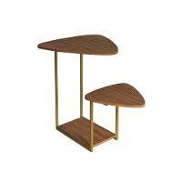 Mesa Lateral Moderna Dourado Cibele Tampo Esfiha Freijó - 3