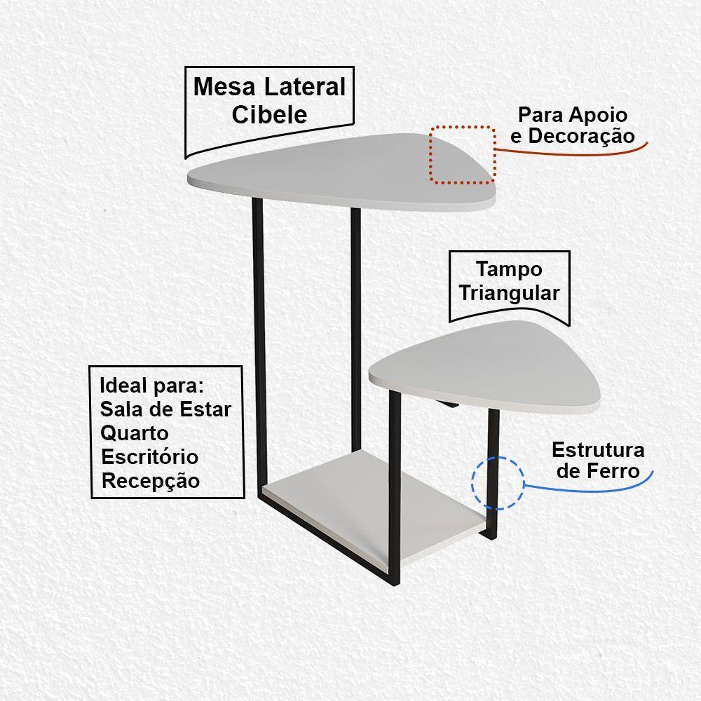 Mesa De Apoio Lateral Ferro Preto Tampo Esfiha Branca - 2