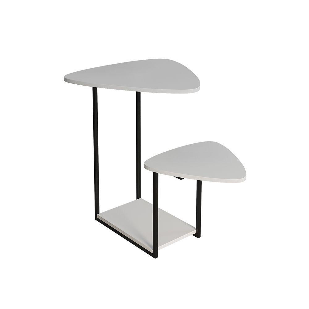 Mesa De Apoio Lateral Ferro Preto Tampo Esfiha Branca - 3