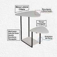 Mesa De Apoio Lateral Ferro Preto Tampo Esfiha Branca - 2