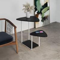 Mesa Auxiliar Cibele Ferro Branco Tampo Preto Esfiha - 1