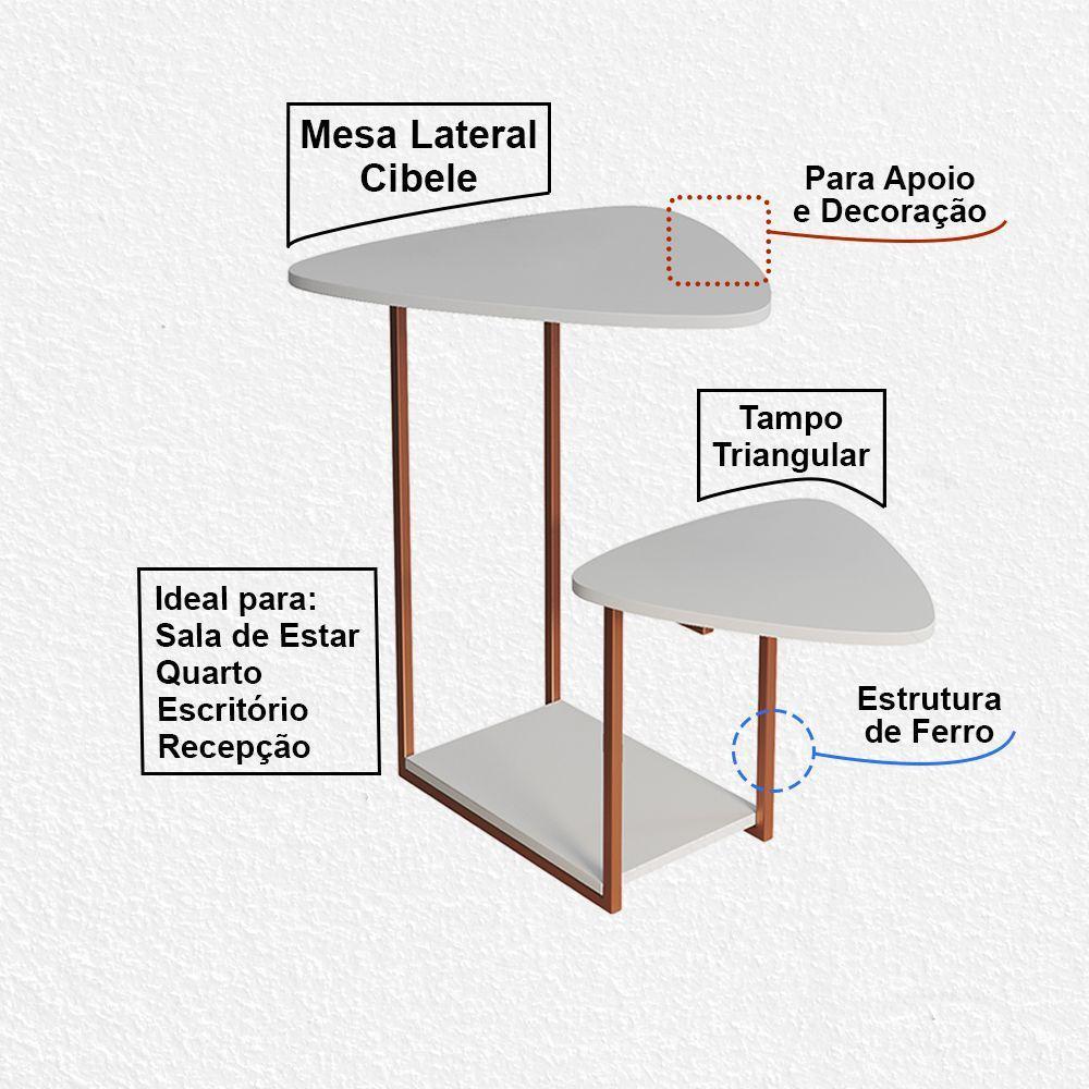 Mesa De Apoio Cibele Ferro Cobre Tampo Esfiha Branco - 2