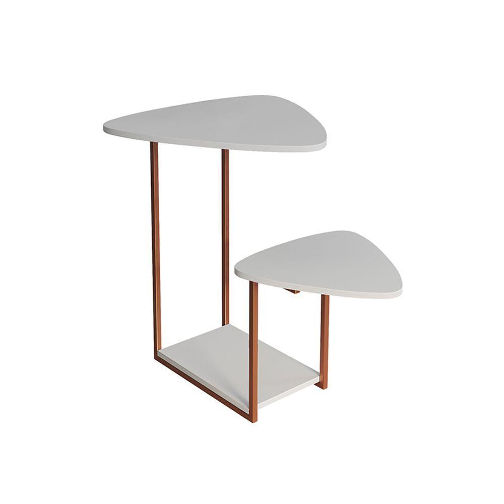 Mesa De Apoio Cibele Ferro Cobre Tampo Esfiha Branco - 3