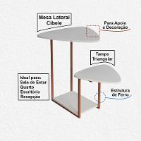 Mesa De Apoio Cibele Ferro Cobre Tampo Esfiha Branco - 2