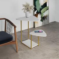 Mesa De Apoio Cibele Dourada Ferro Branco Esfiha - 1