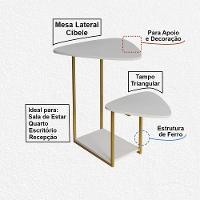 Mesa De Apoio Cibele Dourada Ferro Branco Esfiha - 2