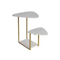 Mesa De Apoio Cibele Dourada Ferro Branco Esfiha - 3