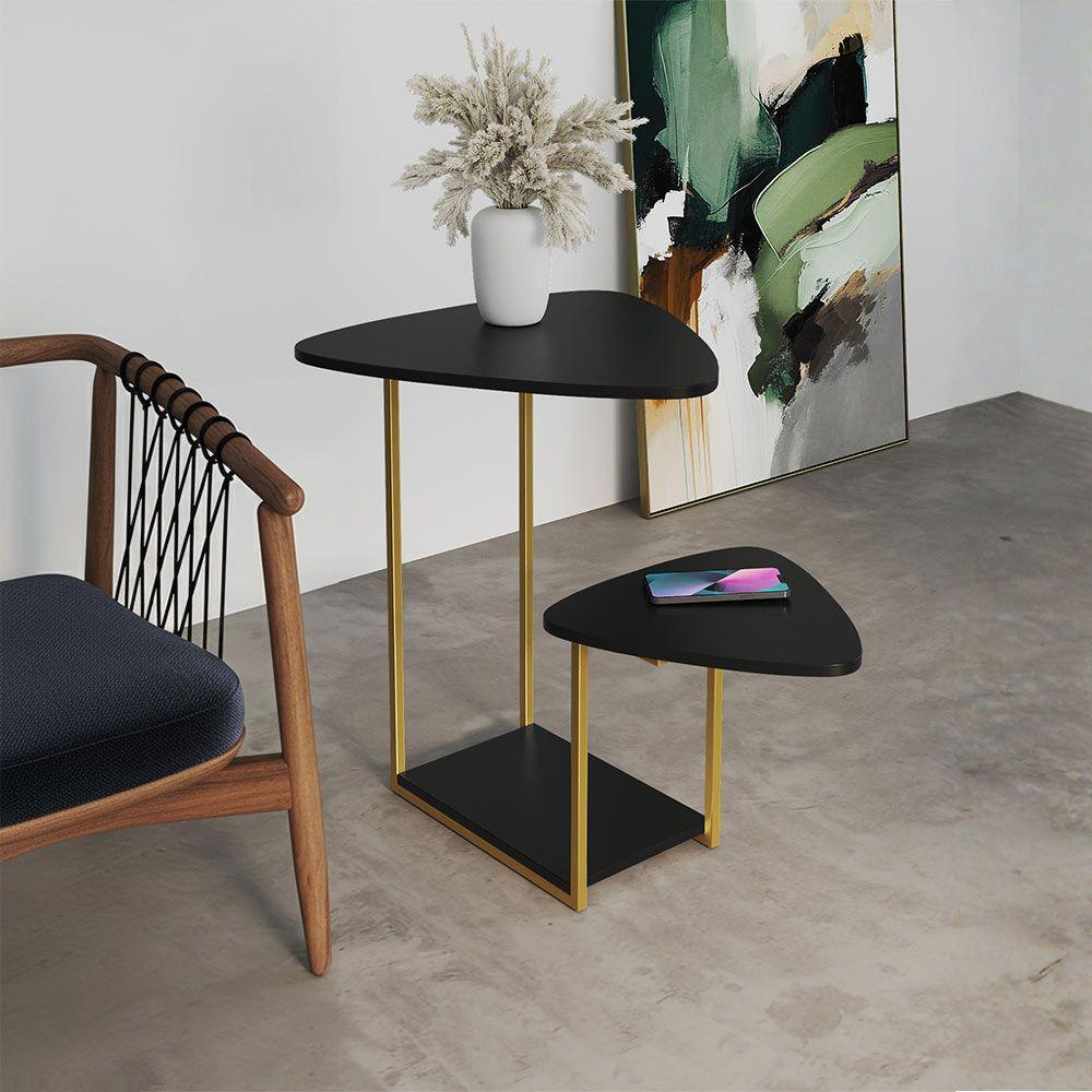 Mesal Lateral Cibele Tampo Esfiha Ferro Dourado Tampo Preto - 1