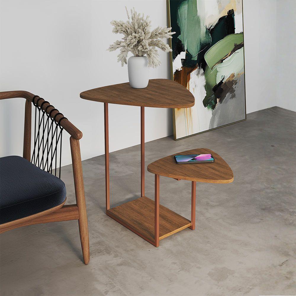 Mesal Lateral Cibele Tampo Esfiha Ferro Cobre Tampo Freijó - 1