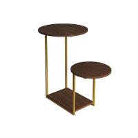Mesa Lateral Industrial Dourado Ferro Tampo Redondo Amêndoa - 3