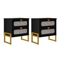 Kit 2 Mesas De Cabeceira Luxo Titanium Com Fino Acabamento 45cm - Preto / Dourado - 1