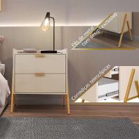 Kit 2 Mesas De Cabeceiras Retrô Com 2 Gavetas Asher 45cm - Off-white - 2