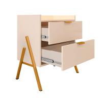 Kit 2 Mesas De Cabeceiras Retrô Com 2 Gavetas Asher 45cm - Off-white - 3