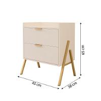 Kit 2 Mesas De Cabeceiras Retrô Com 2 Gavetas Asher 45cm - Off-white