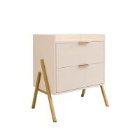 Kit 2 Mesas De Cabeceiras Retrô Com 2 Gavetas Asher 45cm - Off-white - 6