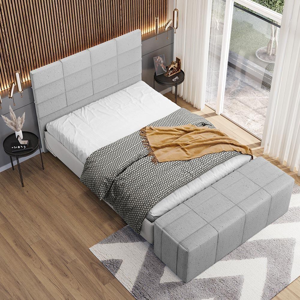 Cabeceira Cama Box Casal 140 Cm Roma W01 Linho Cinza - Lyam - 2