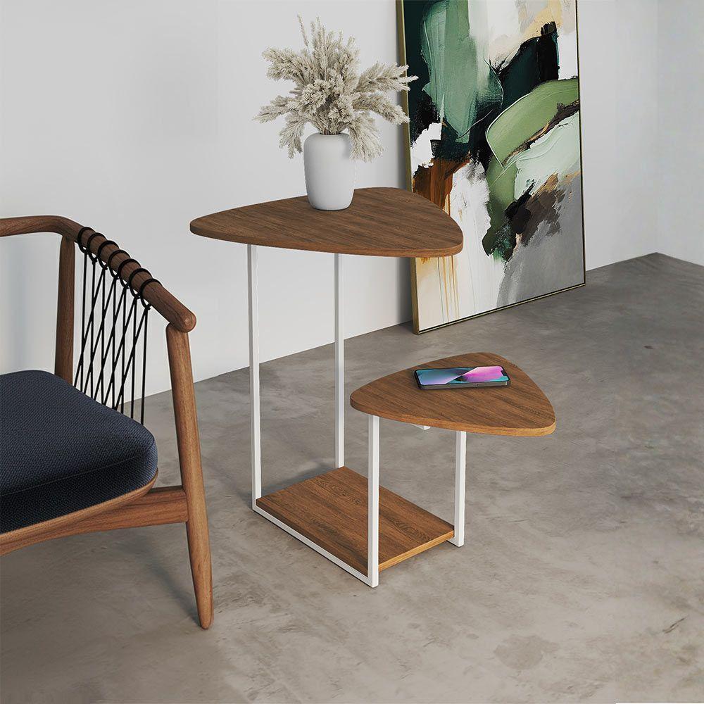 Mesal Lateral Cibele Tampo Esfiha Ferro Branco Tampo Freijó - 1