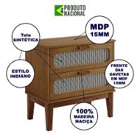 Mesa De Cabeceira Acabamento Premium 2 Gavetas Santorini Amêndoa 60 Cm Palhinha Indiana - 2