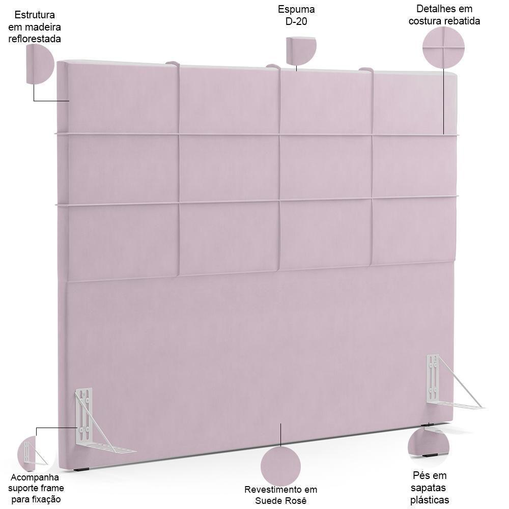 Cabeceira Cama Box Casal 140 Cm Roma W01 Suede Rosê - Lyam - 4