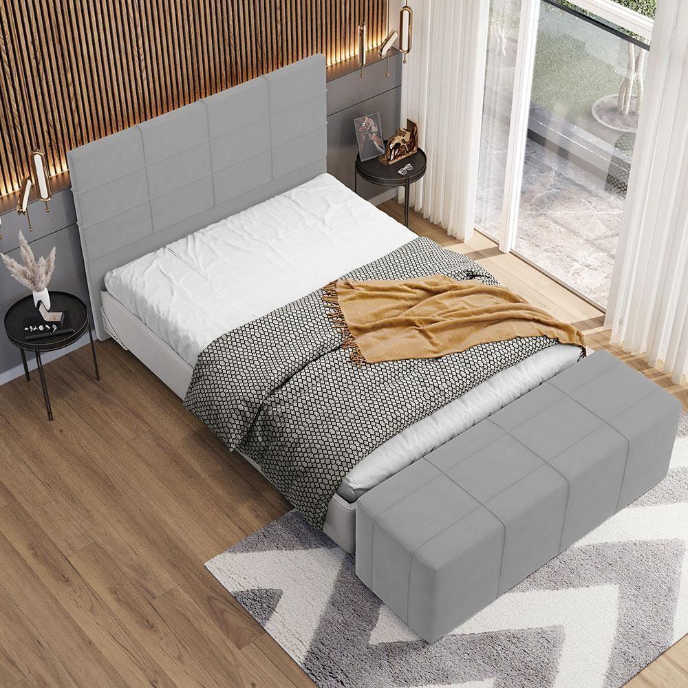 Cabeceira Cama Box Queen 160 Cm Roma W01 Suede Cinza - Lyam - 2