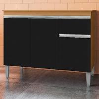 Balcao Com Tampo 100 Cm Tatiane Amendoa Preto Reajl Moveis Amendoa Preto - 2