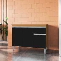 Balcao Com Tampo 100 Cm Tatiane Amendoa Preto Reajl Moveis Amendoa Preto - 6