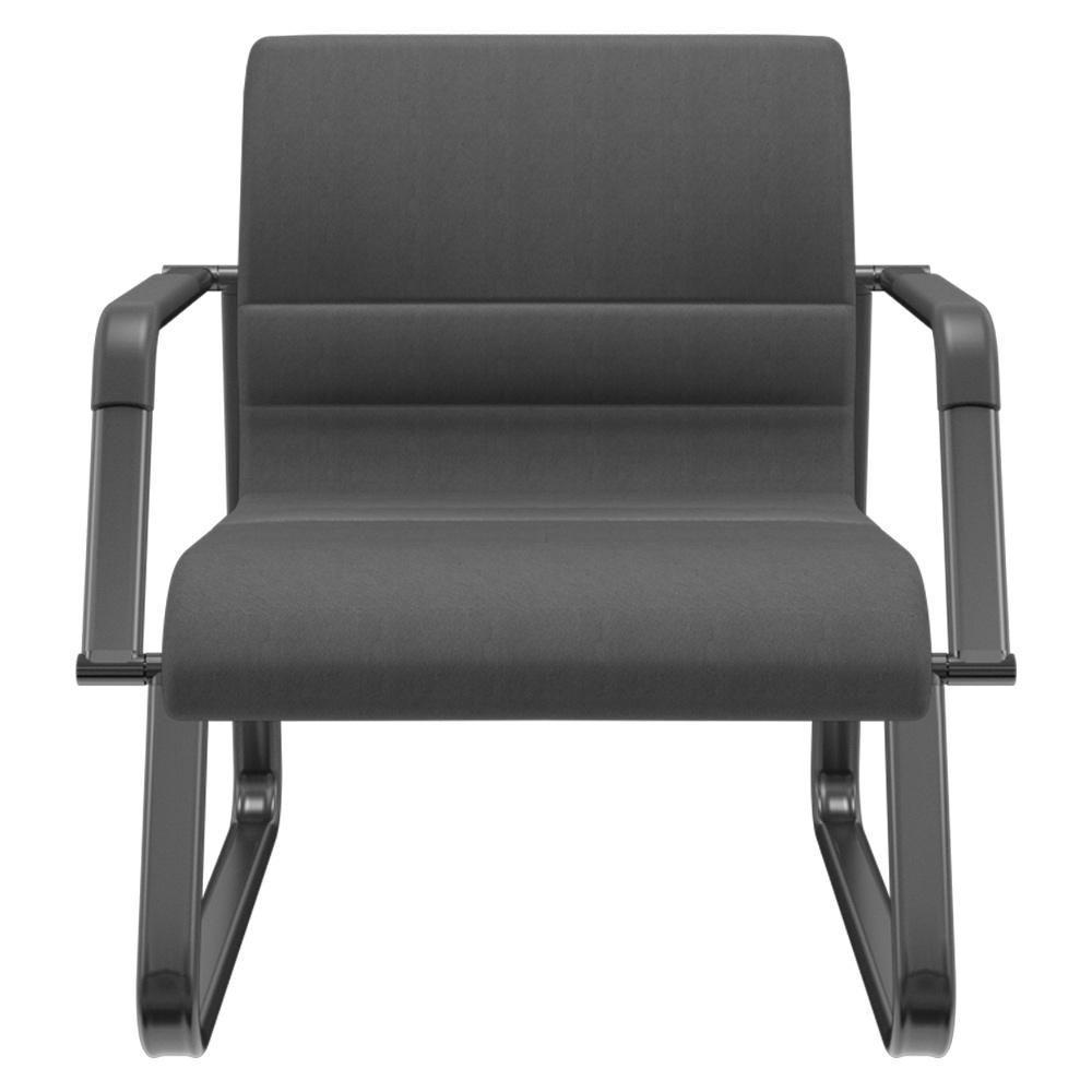 Cadeira De Escritório Recepção Com Braço Fixa Preta Lev P03 Crepe Preto - Lyam Decor - 1