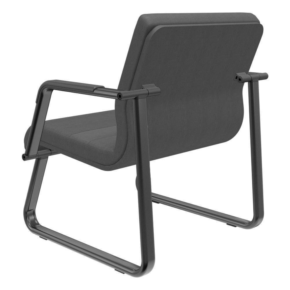 Cadeira De Escritório Recepção Com Braço Fixa Preta Lev P03 Crepe Preto - Lyam Decor - 6