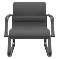 Cadeira De Escritório Recepção Com Braço Fixa Preta Lev P03 Crepe Preto - Lyam Decor - 1